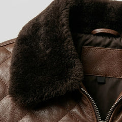 Men's A2 Shearling Sheepskin Leather Bomber Jacket Aviator Winter Coat- RXD Leather 0080 