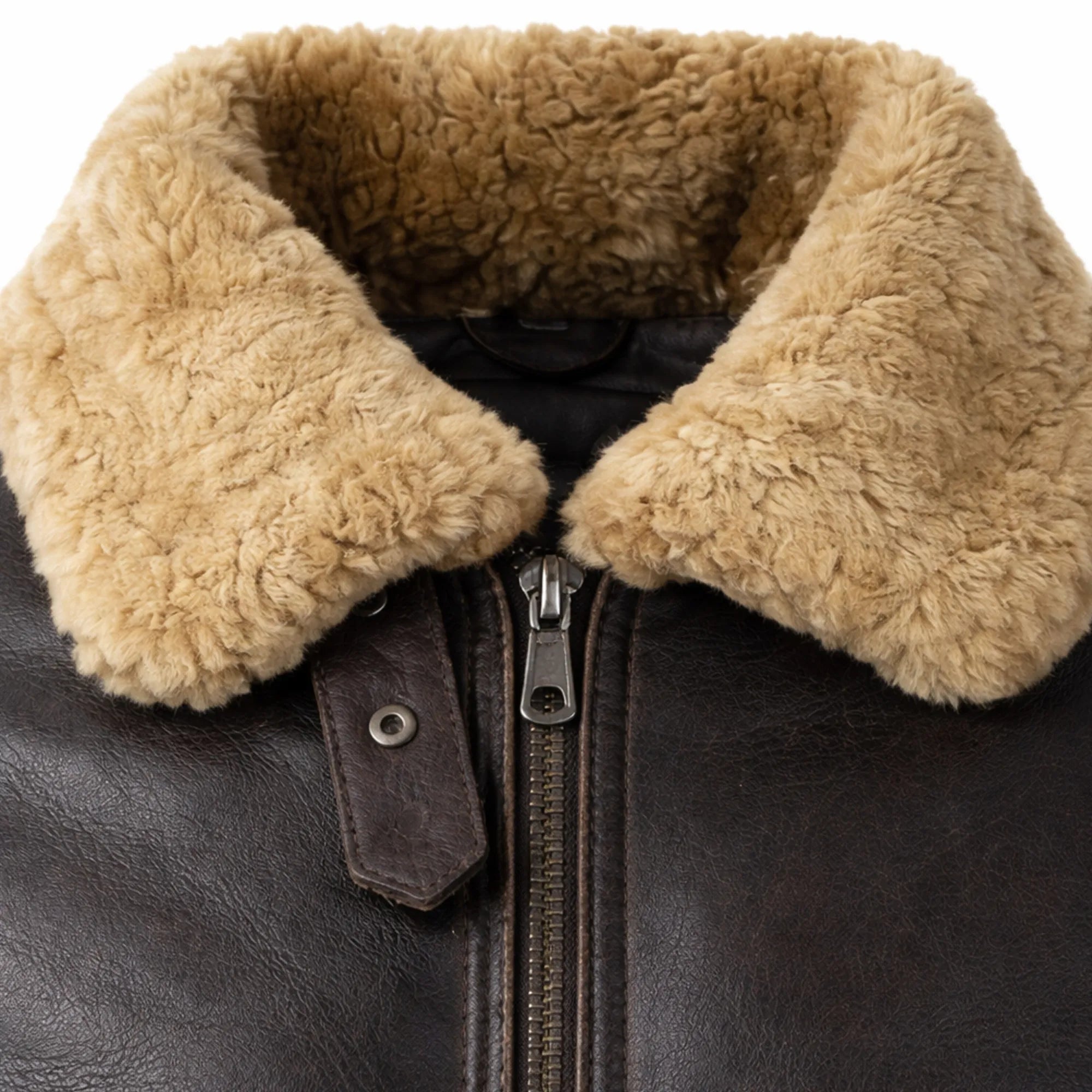 Men's Sheepskin Shearling Pilot Jacket Genuine Leather Aviator Coat Men - RXD Leather 0079 