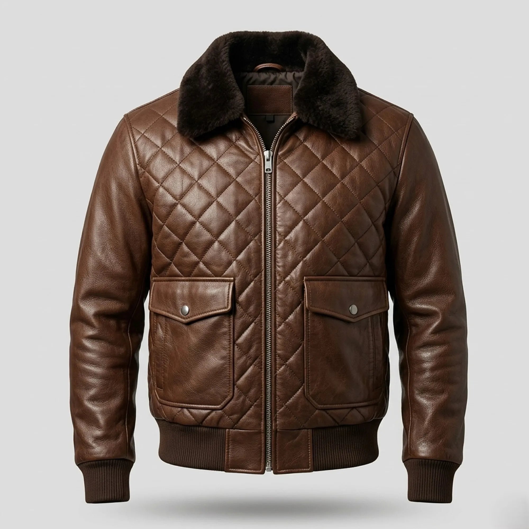 Men's A2 Shearling Sheepskin Leather Bomber Jacket Aviator Winter Coat- RXD Leather 0080