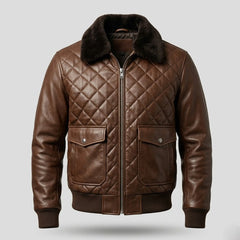 Men's A2 Shearling Sheepskin Leather Bomber Jacket Aviator Winter Coat- RXD Leather 0080
