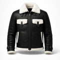 Men's black shearling aviator leather jacket – RXD Leather