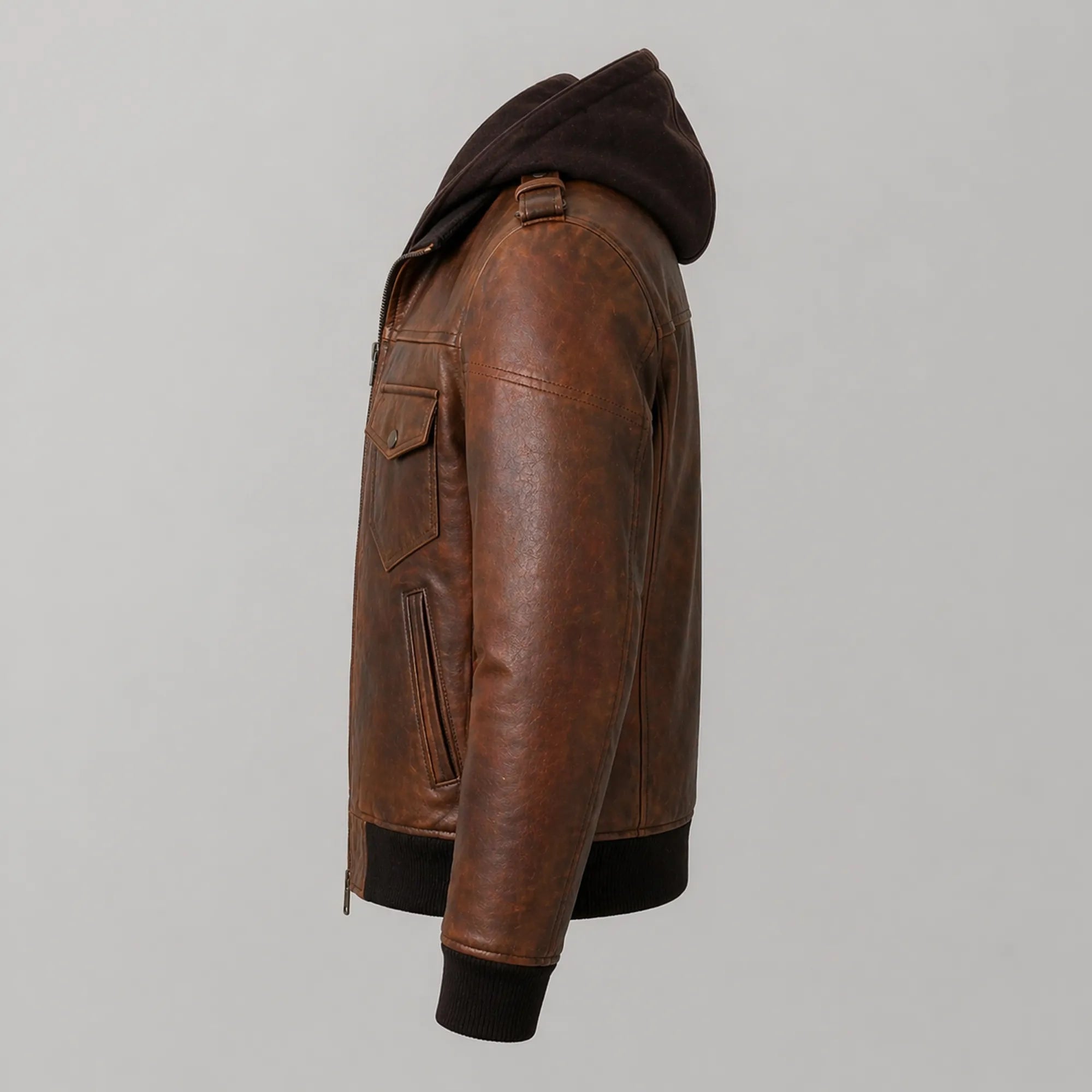 Men's Brown Distressed Lambskin Leather Biker Jacket Slim Fit Style Coat - RXD Leather 0011 