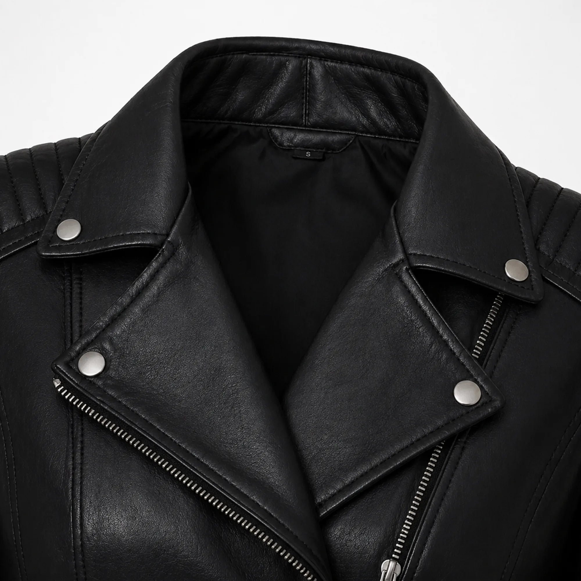 Womens Black Leather Biker Jacket Real Sheepskin Moto Style - RXD Leather 0096
