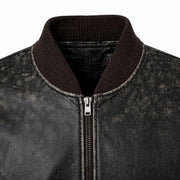 Men's black distressed leather bomber styled outfit – RXD Leather