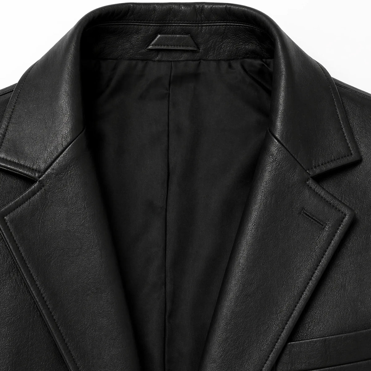 Men's black leather blazer jacket detail – RXD Leather