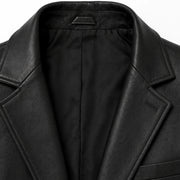 Men's black leather blazer jacket detail – RXD Leather