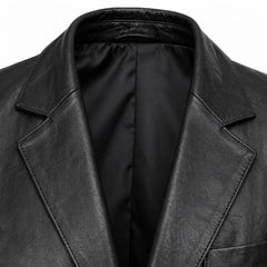 Mens Black Stretch Leather Blazer Jacket for Casual Formal Wear Style - RXD Leather 00237