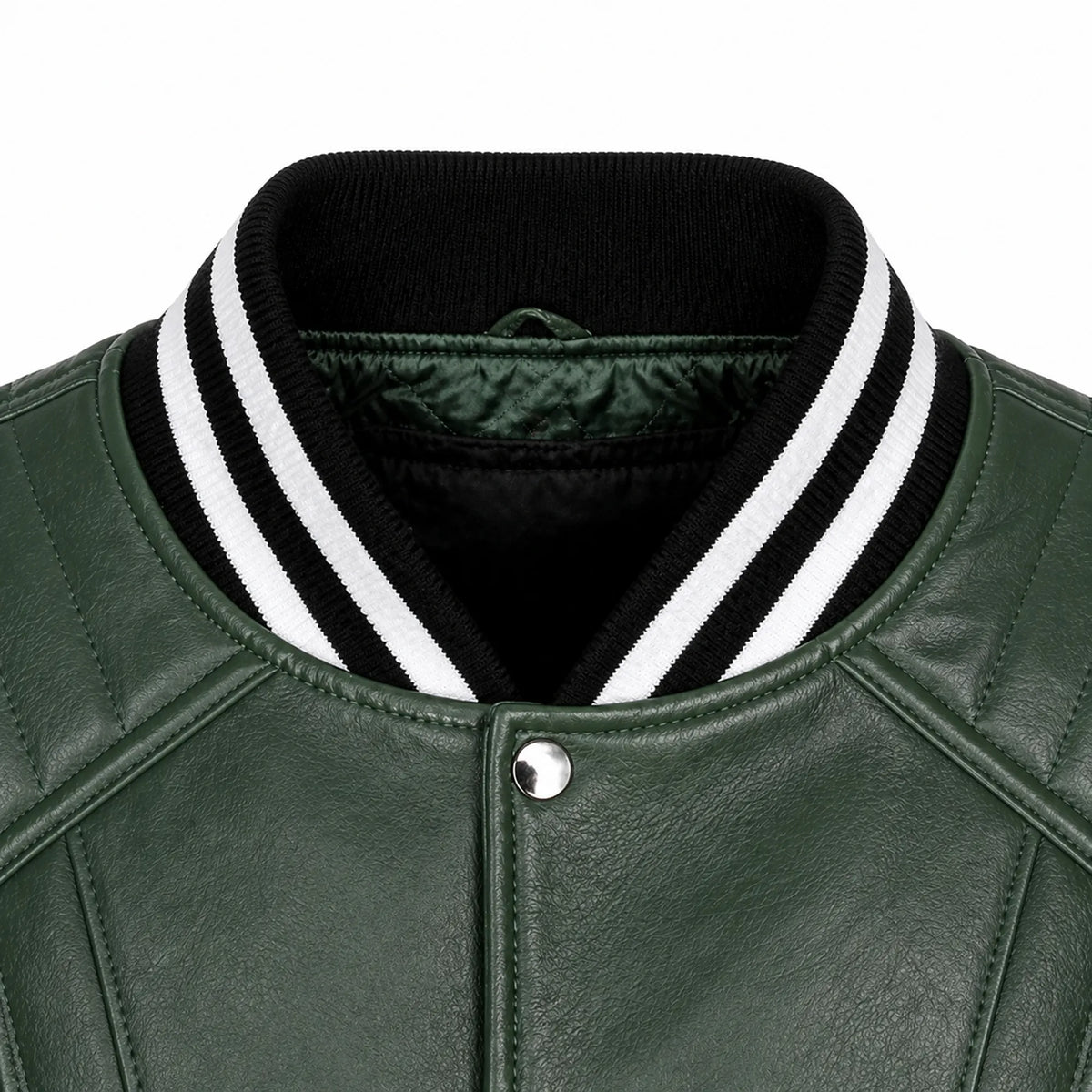 Men's green and white college jacket – RXD Leather