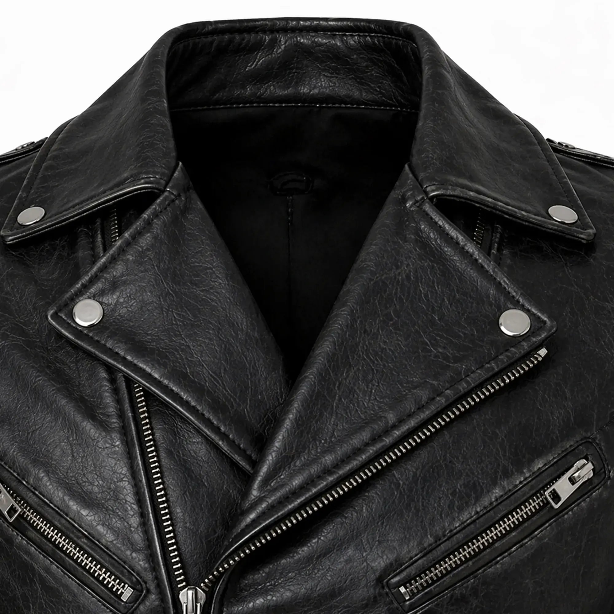 Mens Distressed Black Leather Brando Jacket Classic Biker Style - RXD Leather 0040 