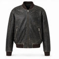 Men's black distressed leather bomber jacket – RXD Leather