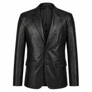Men's black stretch leather blazer jacket – RXD Leather