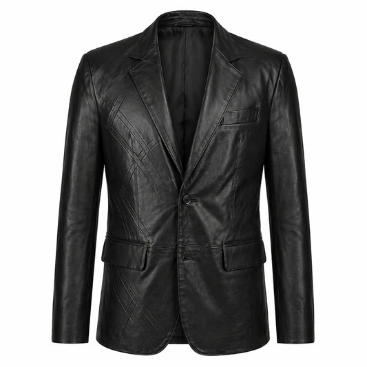 Mens Black Stretch Leather Blazer Jacket for Casual Formal Wear Style - RXD Leather 00237 2000