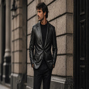 Men's flexible black leather blazer – RXD Leather