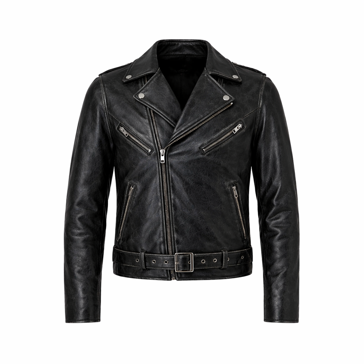 Mens Distressed Black Leather Brando Jacket Classic Biker Style - RXD Leather 0040