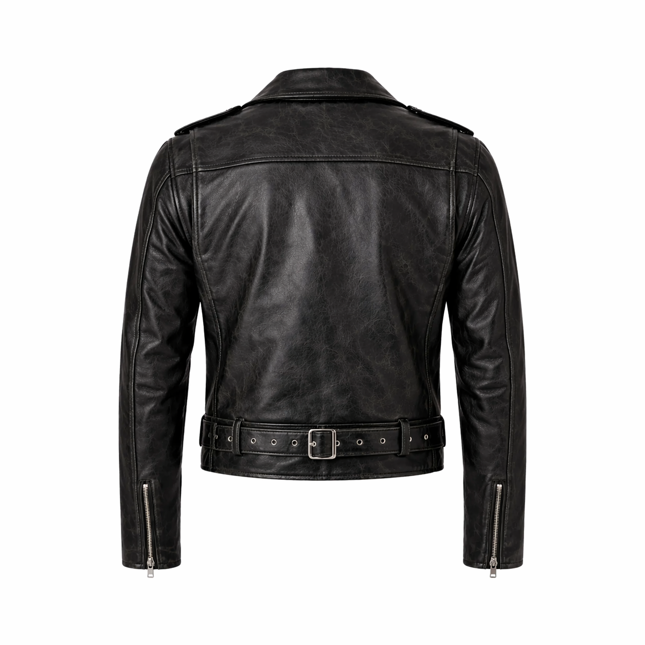Mens Distressed Black Leather Brando Jacket Classic Biker Style - RXD Leather 0040 