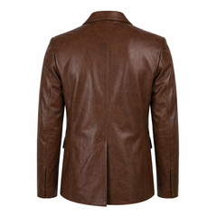 Mens Brown Leather Blazer Jacket Formal Casual Style Coat Outfit Men - RXD Leather 0027 