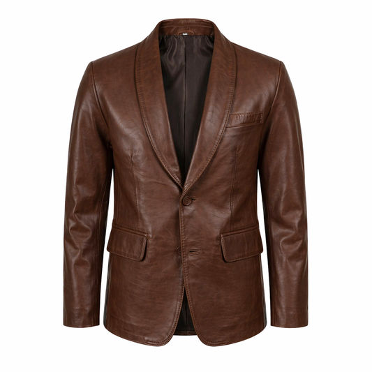 Mens Brown Leather Blazer Jacket Formal Casual Style Coat Outfit Men - RXD Leather 0027  1254