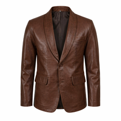 Mens Brown Leather Blazer Jacket Formal Casual Style Coat Outfit Men - RXD Leather 0027 