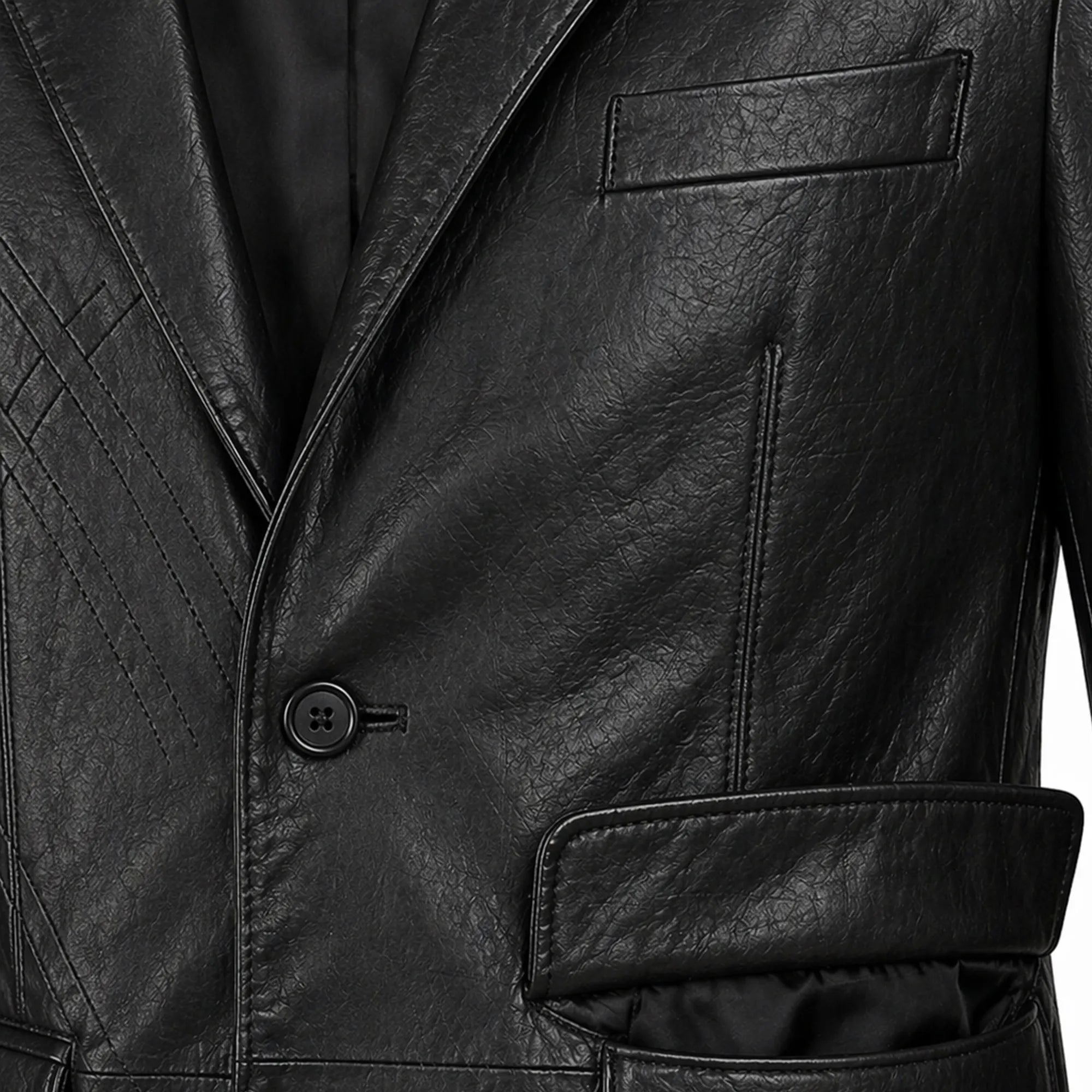 Mens Black Stretch Leather Blazer Jacket for Casual Formal Wear Style - RXD Leather 00237