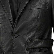 Men's black stretch leather blazer back – RXD Leather