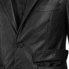 Mens Black Stretch Leather Blazer Jacket for Casual Formal Wear Style - RXD Leather 00237