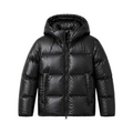 Men's black lightweight hooded puffer jacket – RXD Leather