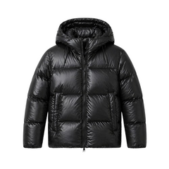 Mens Black Puffer Jacket Lightweight Hooded Winter Streetwear Stylev- RXD Leather 0026