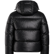 Men's black down puffer jacket with hood – RXD Leather