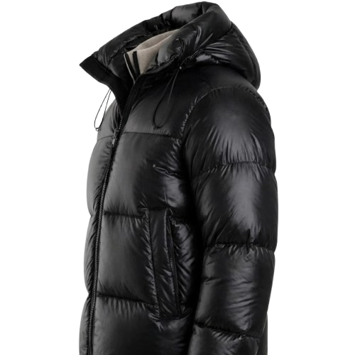 Mens Black Puffer Jacket Lightweight Hooded Winter Streetwear Stylev- RXD Leather 0026 