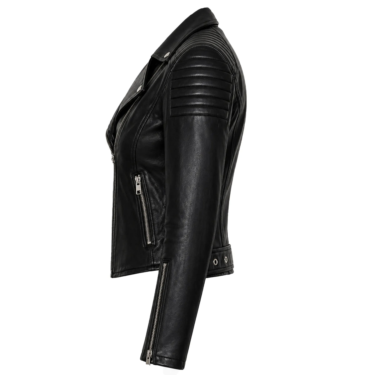 Women's black quilted-lined leather jacket – RXD Leather