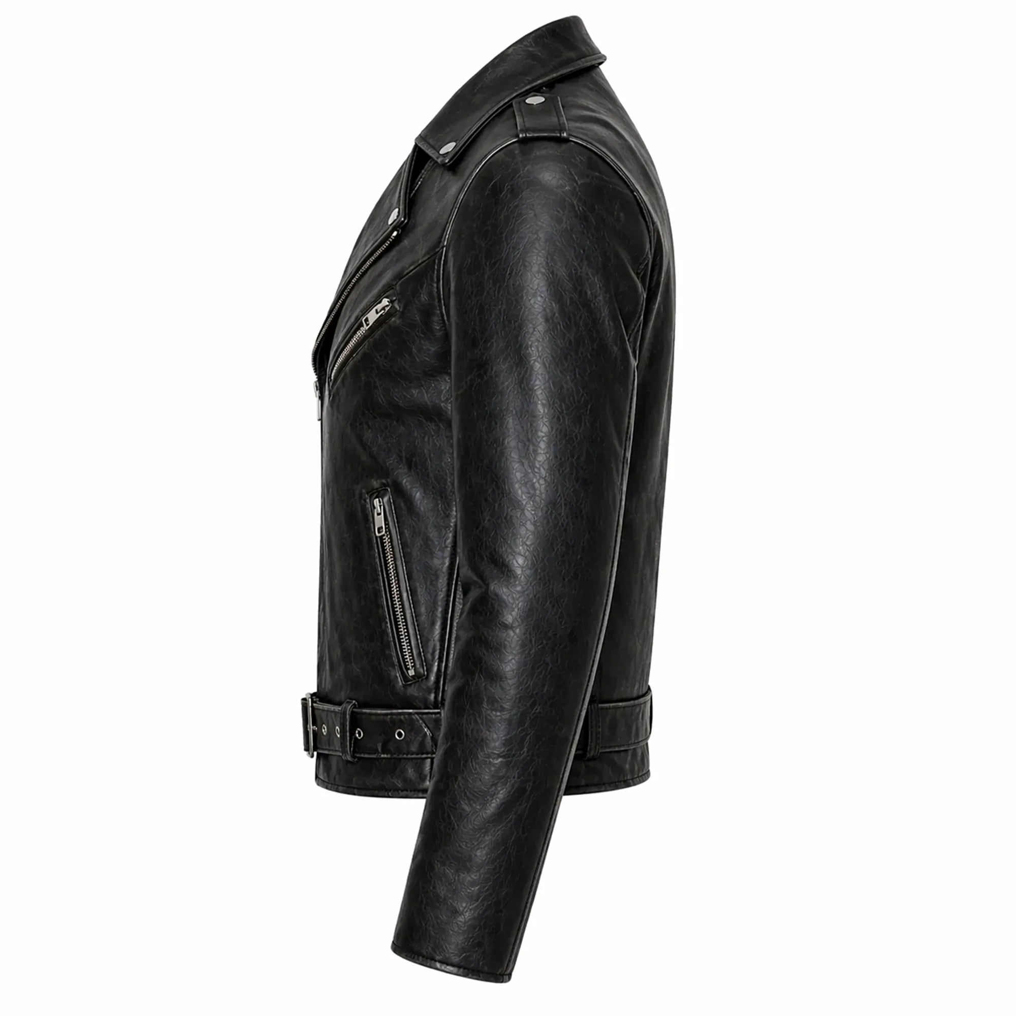 Mens Distressed Black Leather Brando Jacket Classic Biker Style - RXD Leather 0040 