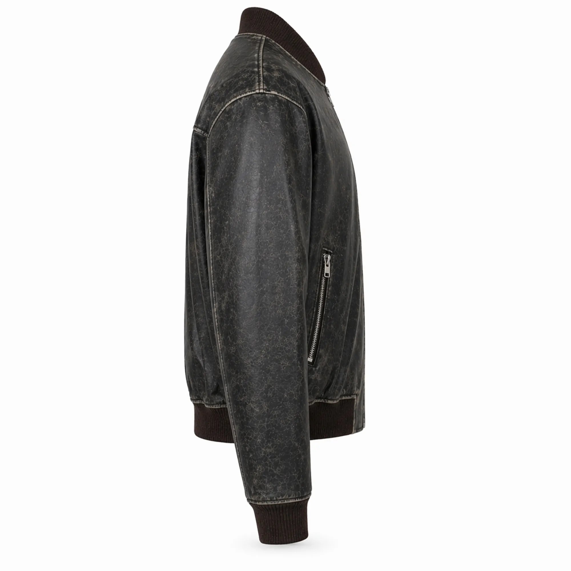 Mens Black Distressed Leather Bomber Jacket Classic Casual Style - RXD Leather 0039 