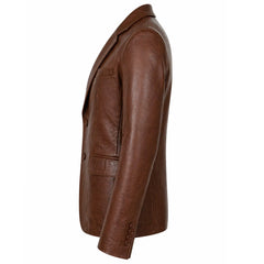 Mens Brown Leather Blazer Jacket Formal Casual Style Coat Outfit Men - RXD Leather 0027