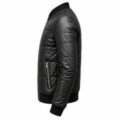 Mens Black Leather Puffer Jacket Shiny Winter Streetwear Style Outfits - RXD Leather 0025