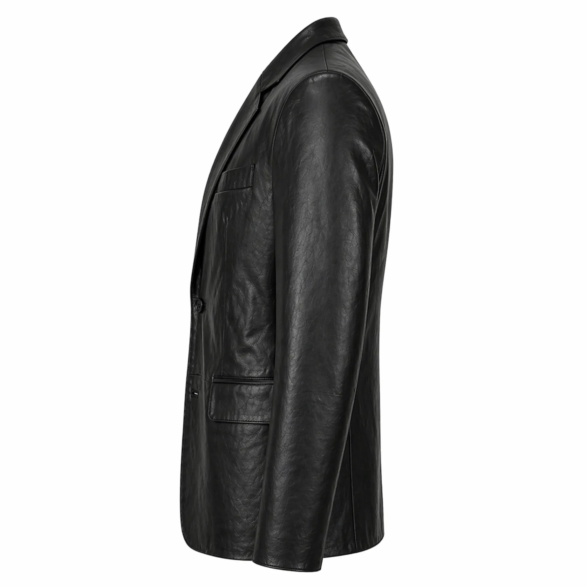 Mens Black Stretch Leather Blazer Jacket for Casual Formal Wear Style - RXD Leather 00237