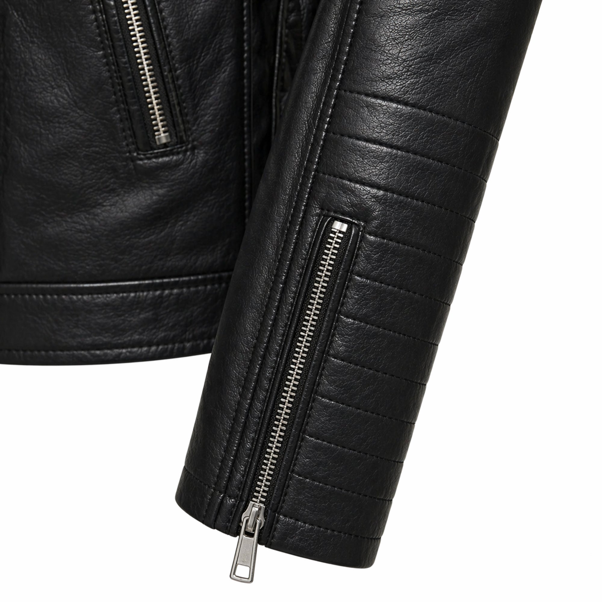 Men's Black Genuine Leather Motorcycle Jacket Stand Collar Style Outfit- RXD leather 002
