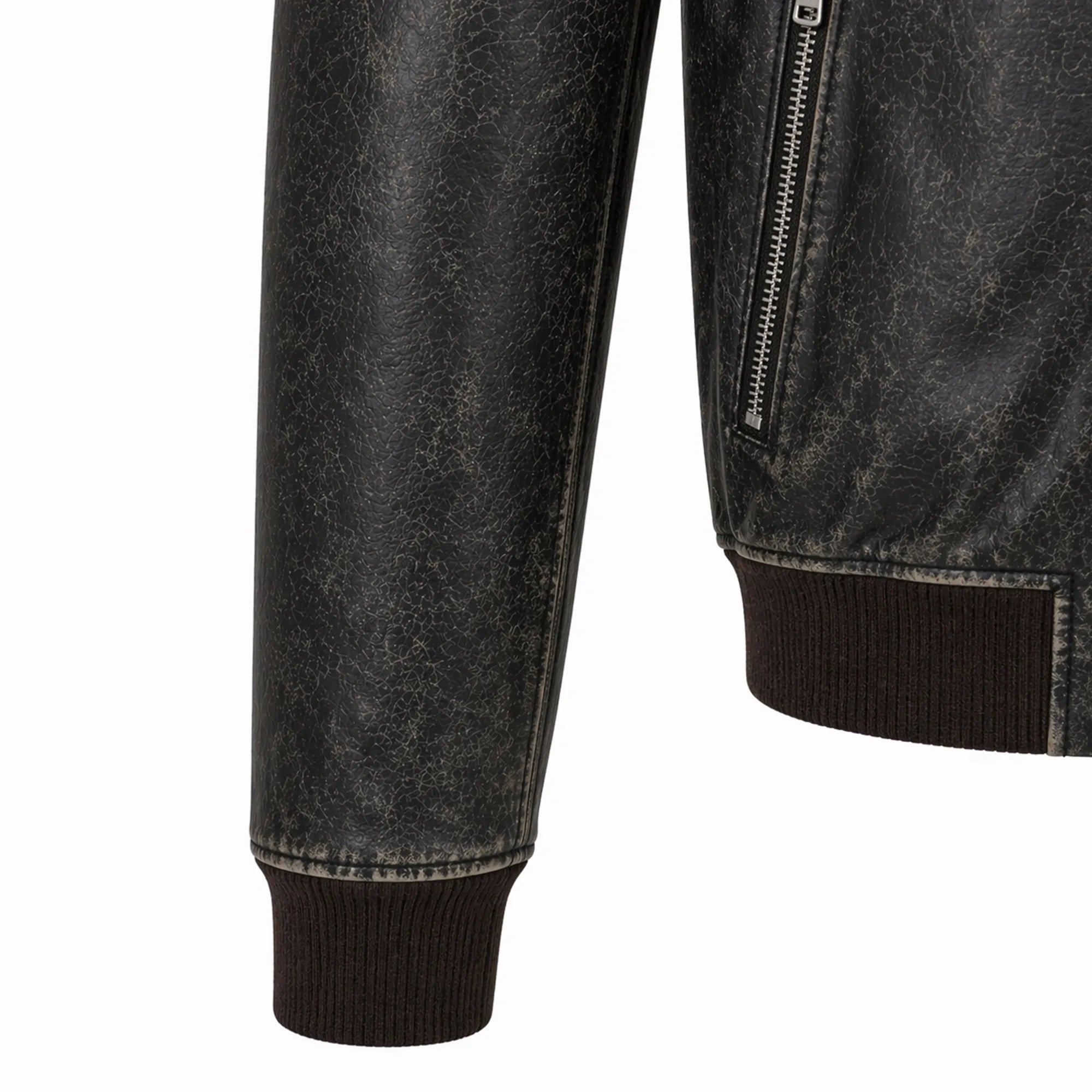 Mens Black Distressed Leather Bomber Jacket Classic Casual Style - RXD Leather 0039 