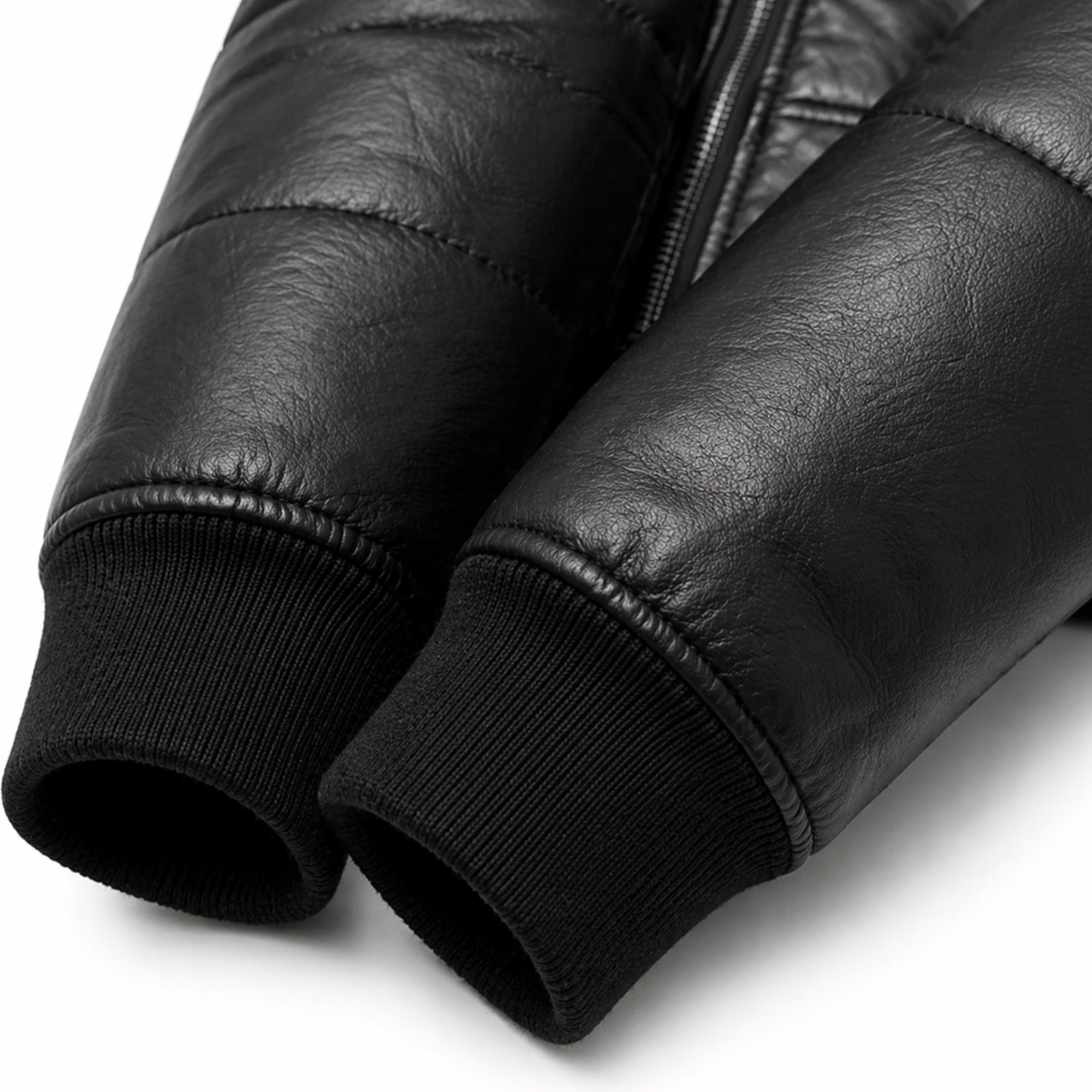Mens Black Leather Puffer Jacket Shiny Winter Streetwear Style Outfits - RXD Leather 0025