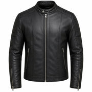 Men's black genuine leather motorcycle jacket – RXD Leather