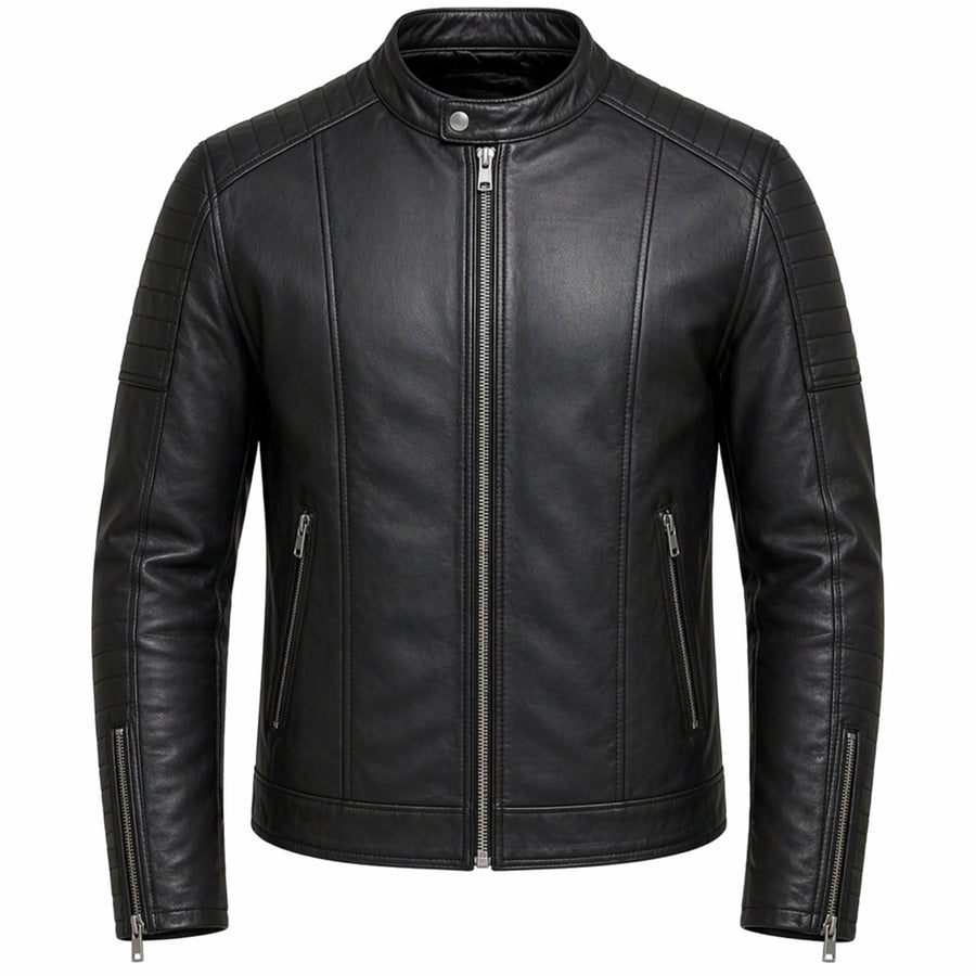 Men's black genuine leather motorcycle jacket – RXD Leather