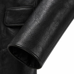 Mens Black Stretch Leather Blazer Jacket for Casual Formal Wear Style - RXD Leather 00237