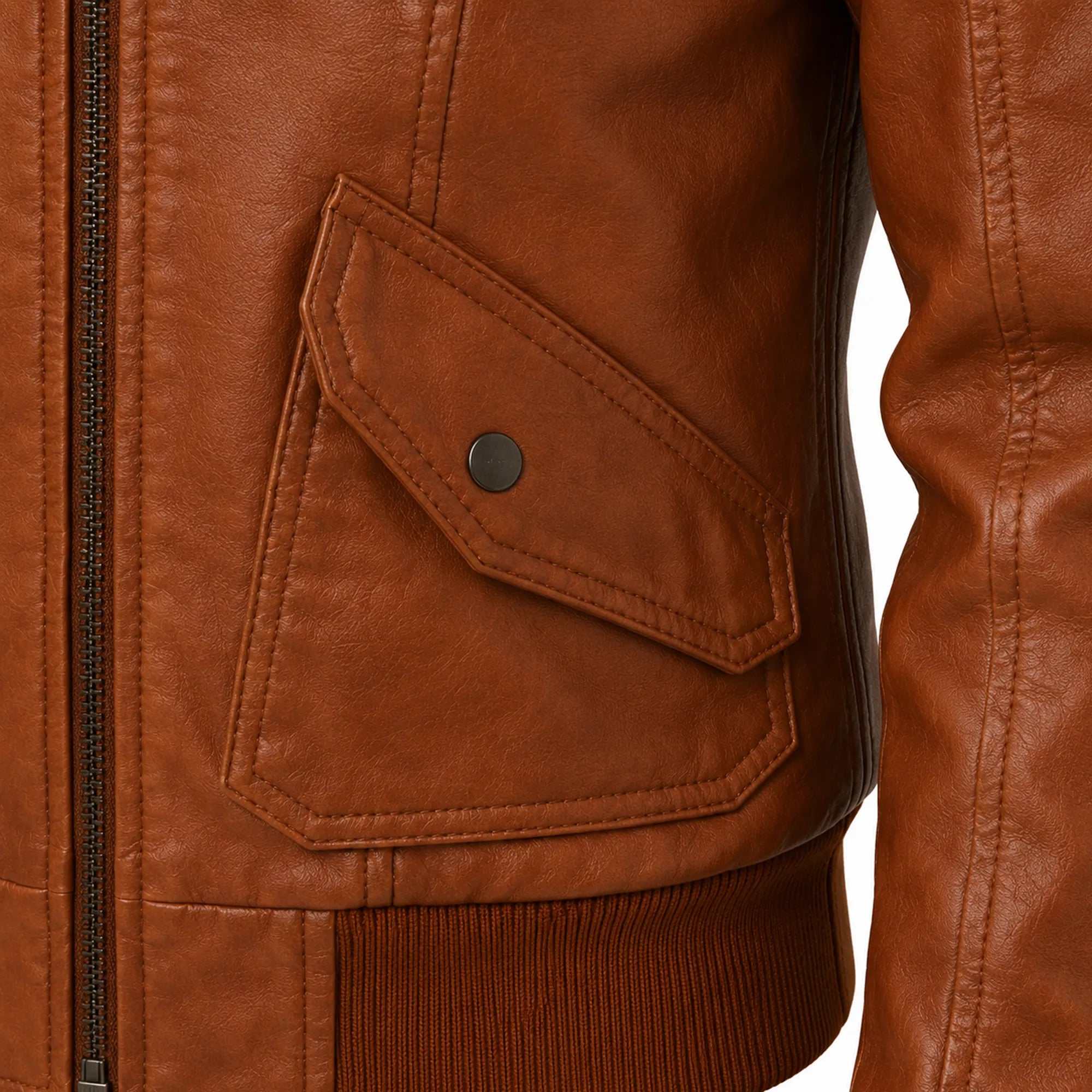 Women's brown sheepskin bomber jacket with pockets – RXD Leather