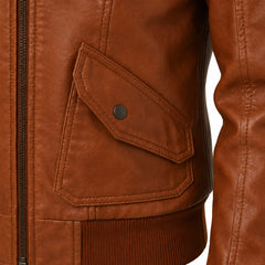 Women's brown sheepskin bomber jacket with pockets – RXD Leather