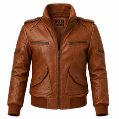 Women's brown sheepskin vintage bomber leather jacket – RXD Leather