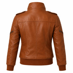 Women's quilted brown leather bomber jacket – RXD Leather